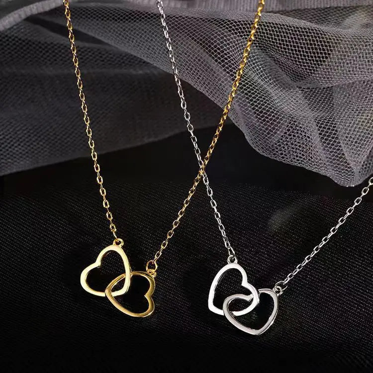 Double Heart Pendant Necklace